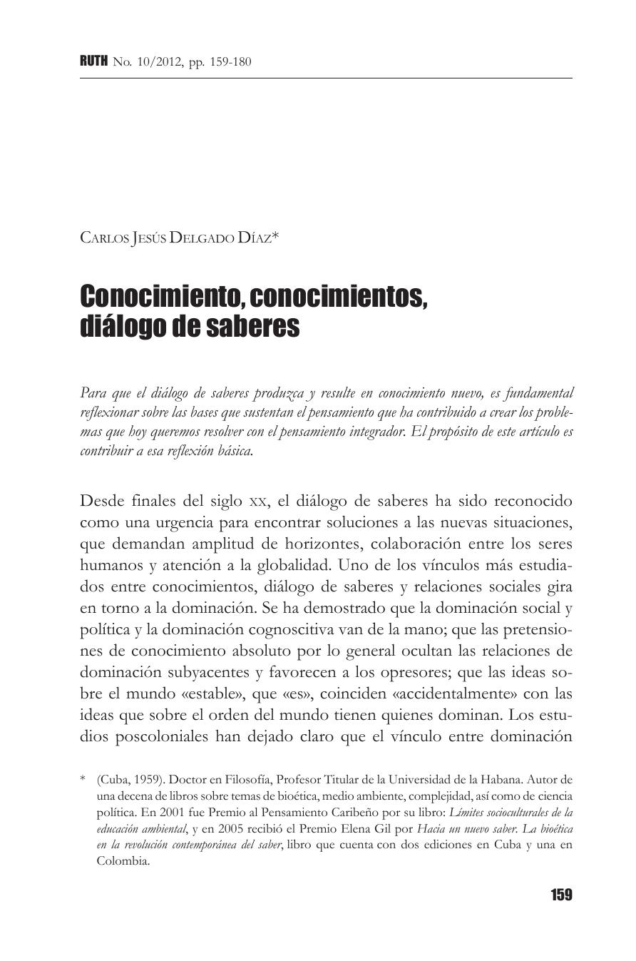 Conocimiento, conocimientos, diálogo de saberes